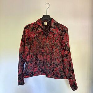 Vintage rose print brocade jacket, dark academia